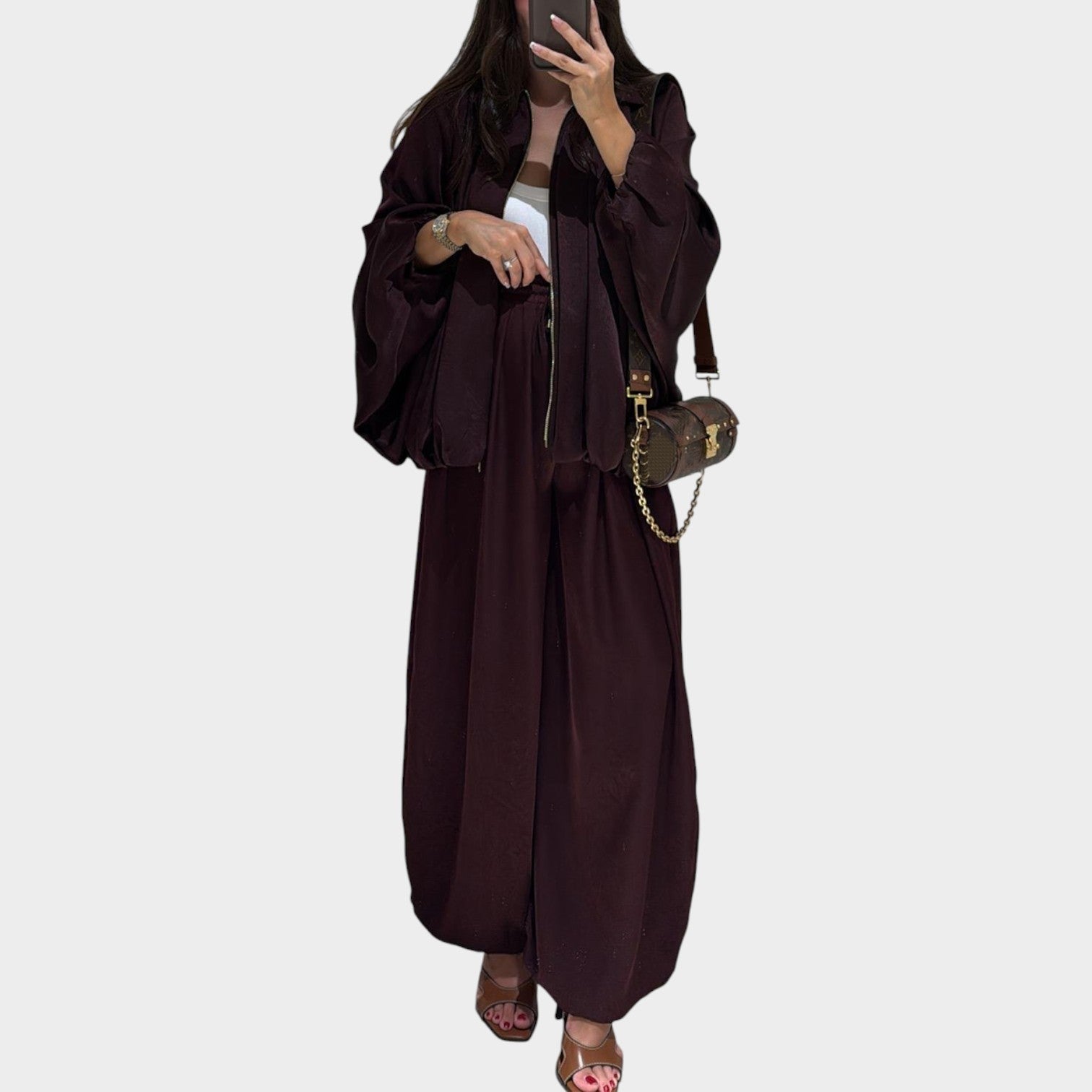 Rela Luxe Set | Flowy Outer Layer, Wide-Leg Trousers - Hartwella