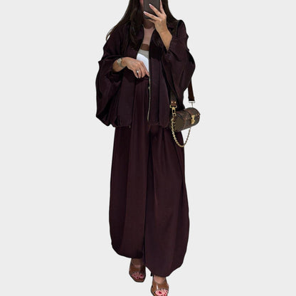 Rela Luxe Set | Flowy Outer Layer, Wide-Leg Trousers - Hartwella