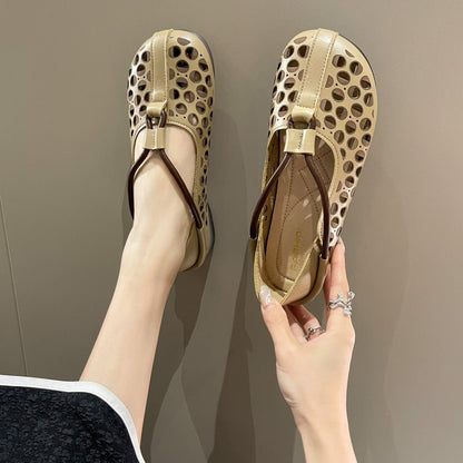 Rela Soft Leather Shoes | Retro Hollow Out Design, Lightweight Comfort - Hartwella