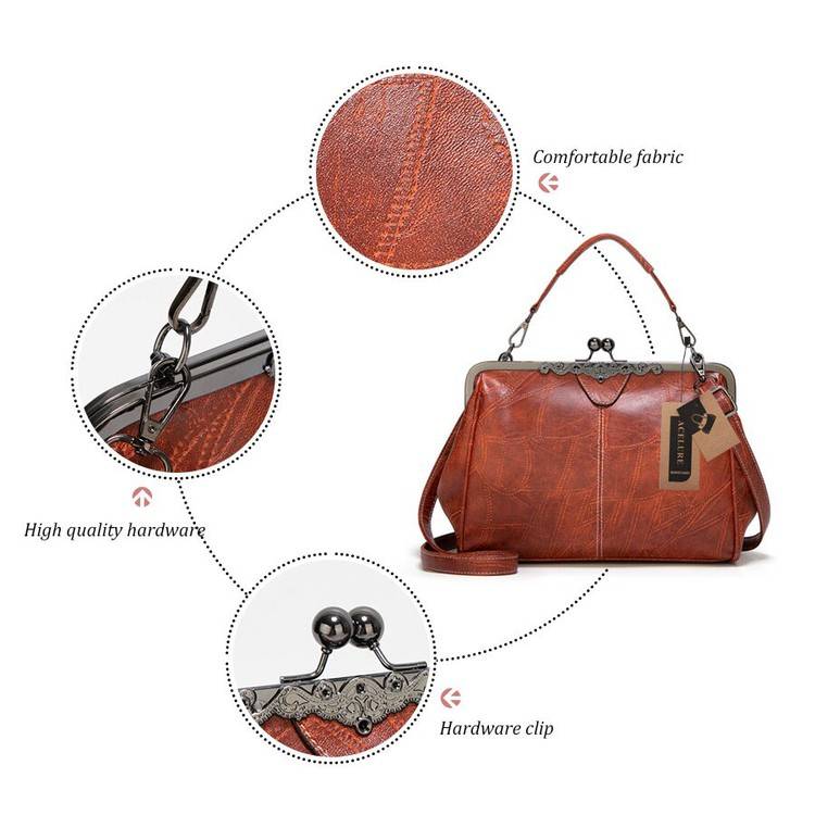 Retro Chic Clip Bag | Elegant PU Leather - Hartwella