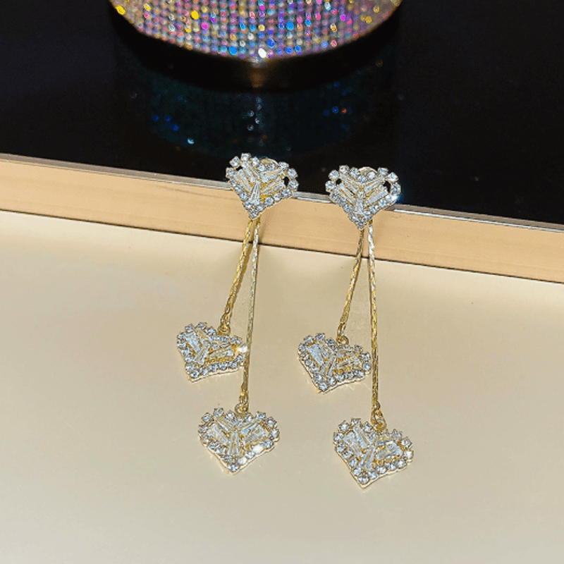 Rhea Heart Drop Earrings | Elegant Gold - Tone, Lightweight Design - Hartwella