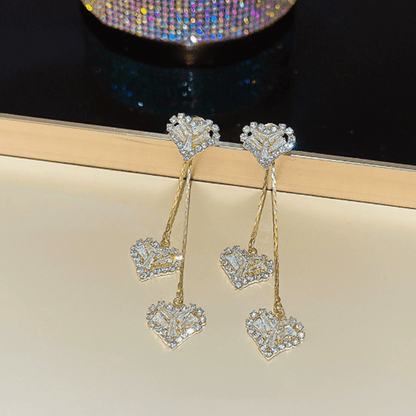 Rhea Heart Drop Earrings | Elegant Gold - Tone, Lightweight Design - Hartwella
