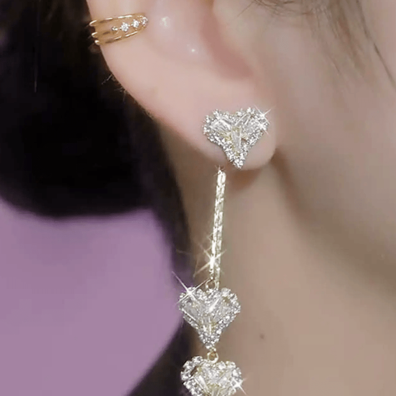 Rhea Heart Drop Earrings | Elegant Gold - Tone, Lightweight Design - Hartwella