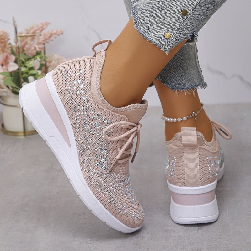 Rhea Mesh Sneakers | Rhinestone - Embellished, Breathable Comfort - Hartwella