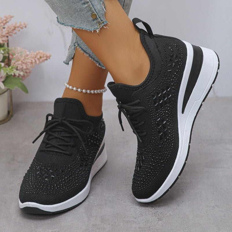 Rhea Mesh Sneakers | Rhinestone - Embellished, Breathable Comfort - Hartwella