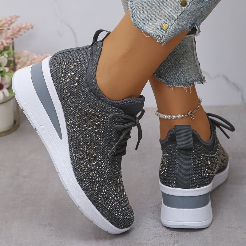 Rhea Mesh Sneakers | Rhinestone - Embellished, Breathable Comfort - Hartwella