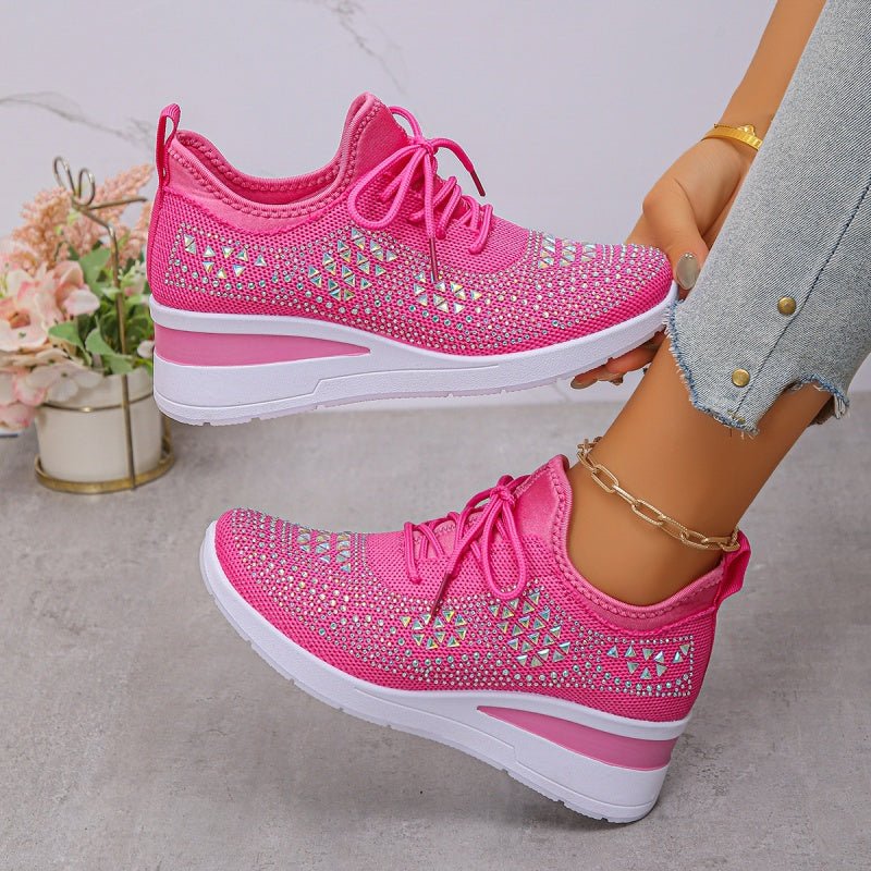 Rhea Mesh Sneakers | Rhinestone - Embellished, Breathable Comfort - Hartwella