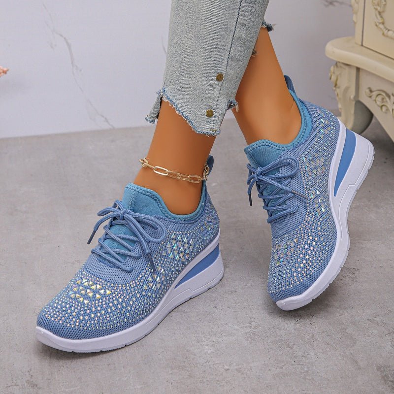 Rhea Mesh Sneakers | Rhinestone - Embellished, Breathable Comfort - Hartwella