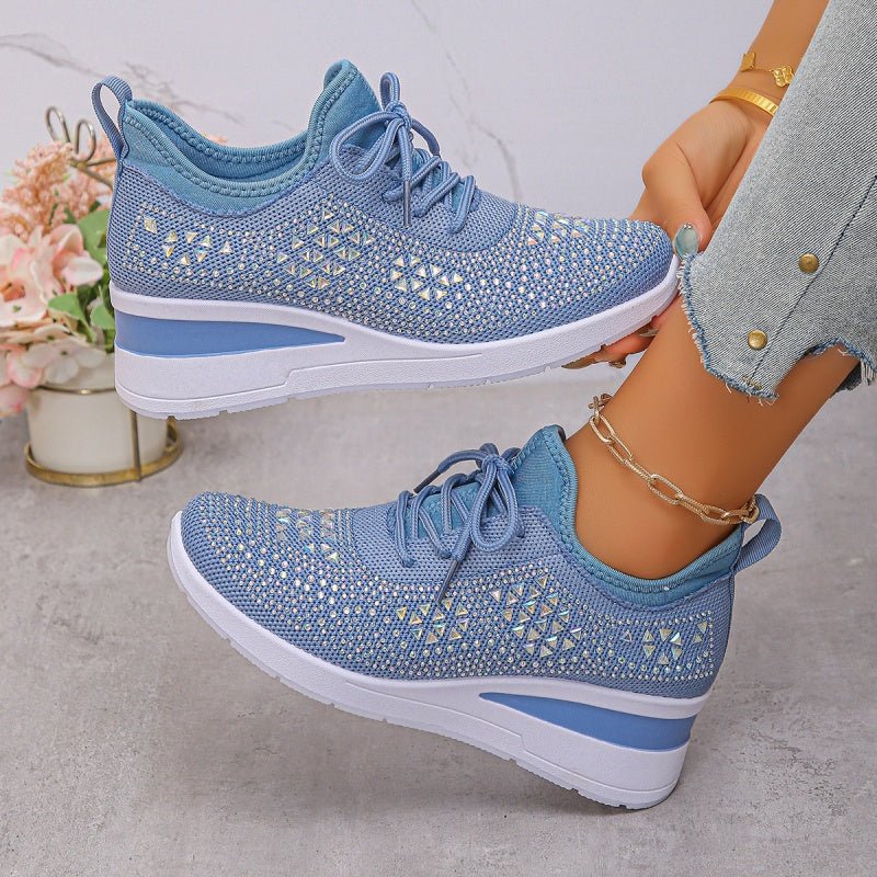 Rhea Mesh Sneakers | Rhinestone - Embellished, Breathable Comfort - Hartwella