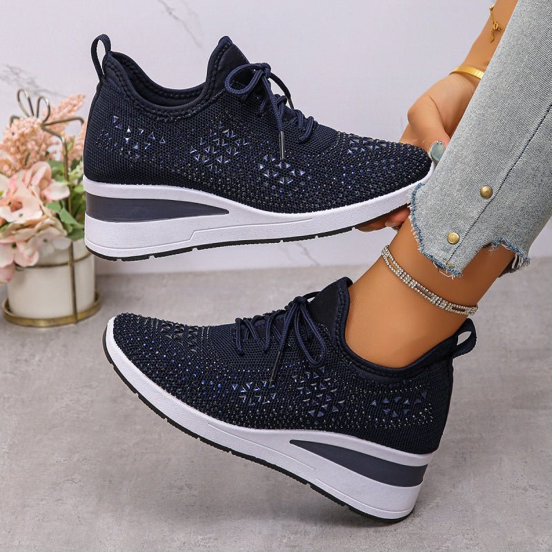 Rhea Mesh Sneakers | Rhinestone - Embellished, Breathable Comfort - Hartwella