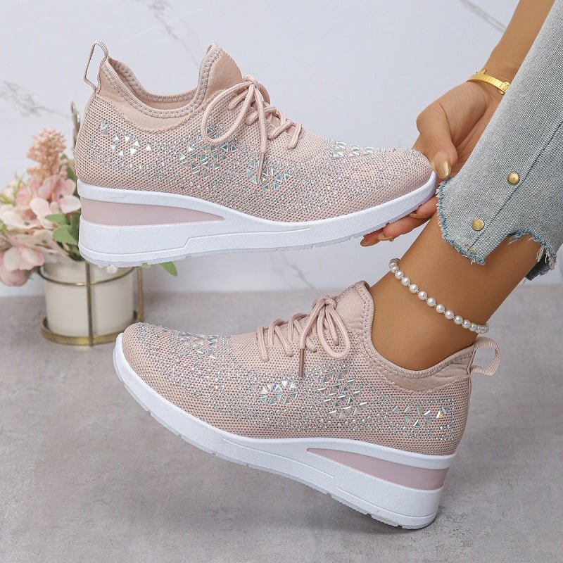 Rhea Mesh Sneakers | Rhinestone - Embellished, Breathable Comfort - Hartwella