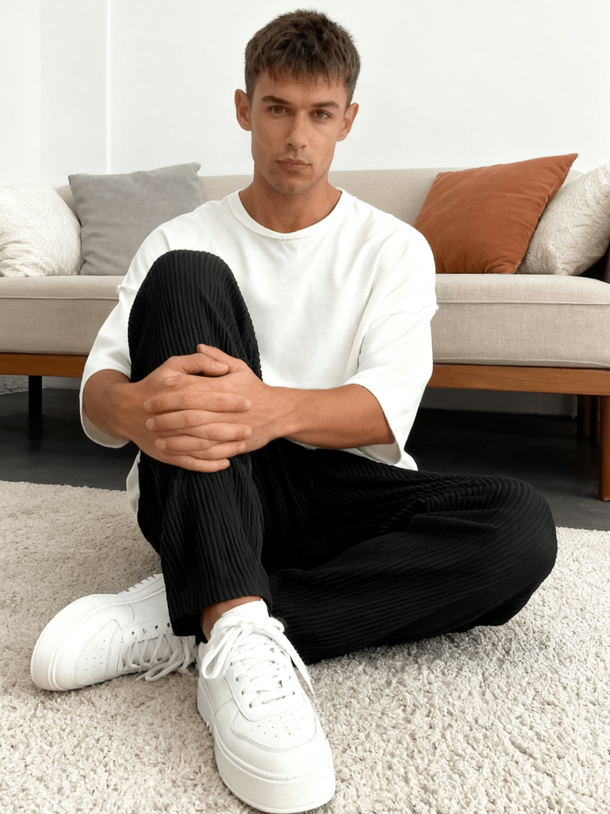 Rib - Tube Trousers | Heavyweight Wide Leg Pants, Baggy Fit - Hartwella