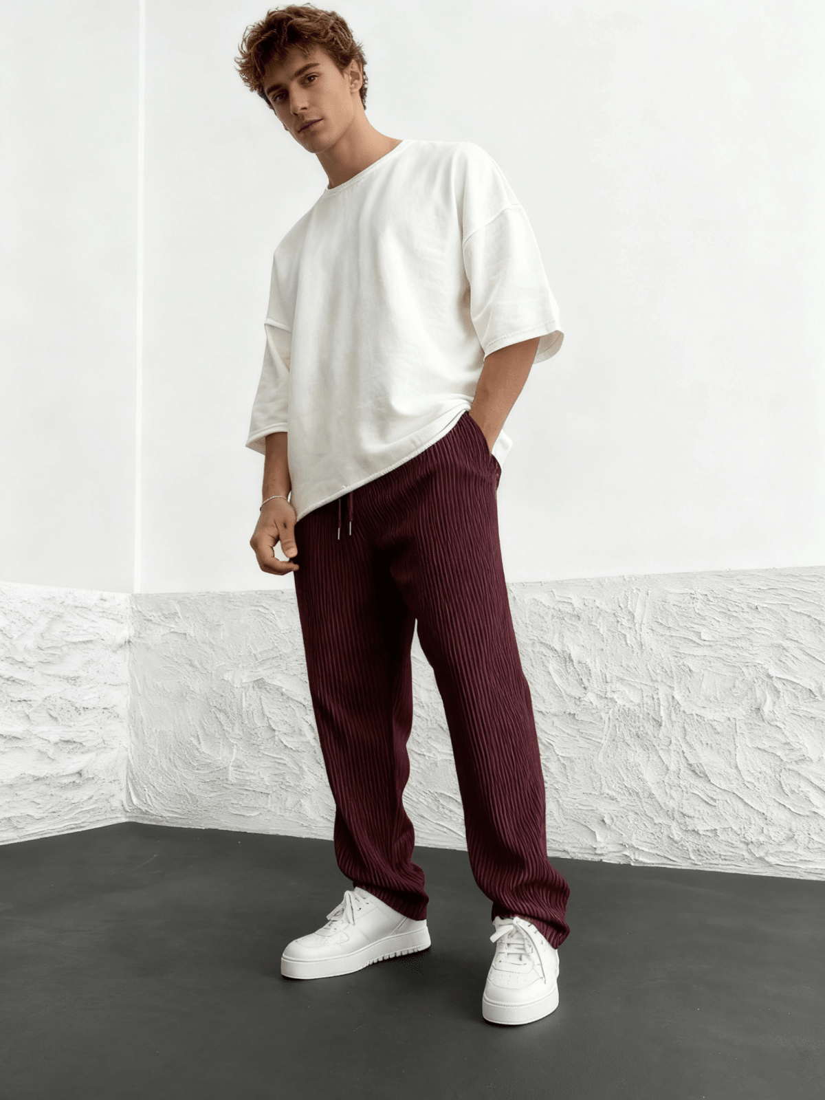 Rib - Tube Trousers | Heavyweight Wide Leg Pants, Baggy Fit - Hartwella