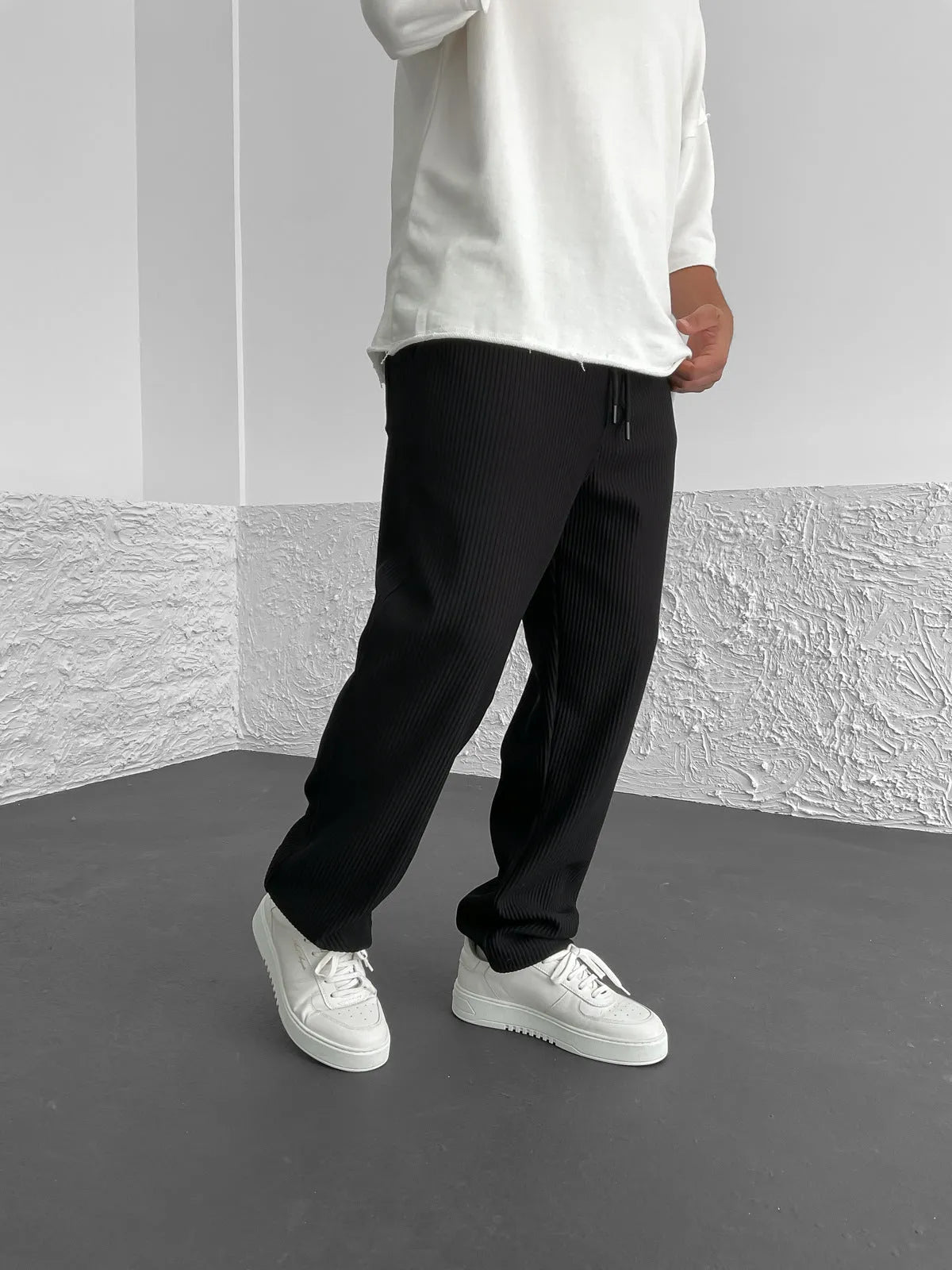 Rib - Tube Trousers | Heavyweight Wide Leg Pants, Baggy Fit - Hartwella
