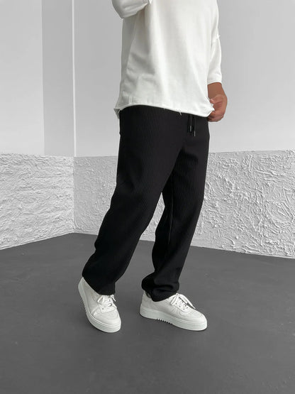 Rib - Tube Trousers | Heavyweight Wide Leg Pants, Baggy Fit - Hartwella