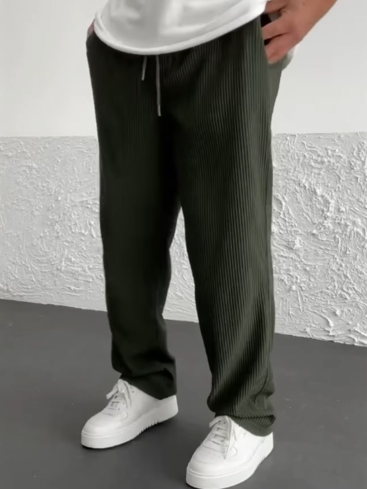 Rib - Tube Trousers | Heavyweight Wide Leg Pants, Baggy Fit - Hartwella