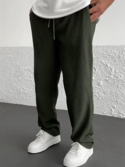 Rib - Tube Trousers | Heavyweight Wide Leg Pants, Baggy Fit - Hartwella