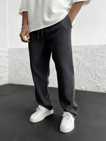 Rib - Tube Trousers | Heavyweight Wide Leg Pants, Baggy Fit - Hartwella