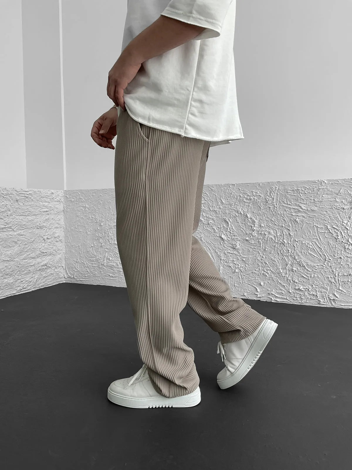 Rib - Tube Trousers | Heavyweight Wide Leg Pants, Baggy Fit - Hartwella