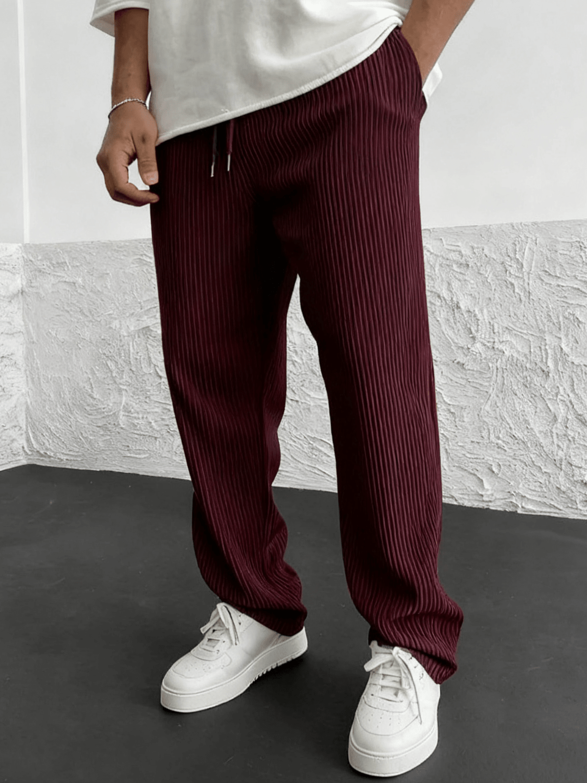 Rib - Tube Trousers | Heavyweight Wide Leg Pants, Baggy Fit - Hartwella