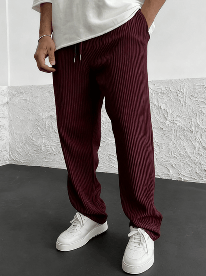 Rib - Tube Trousers | Heavyweight Wide Leg Pants, Baggy Fit - Hartwella