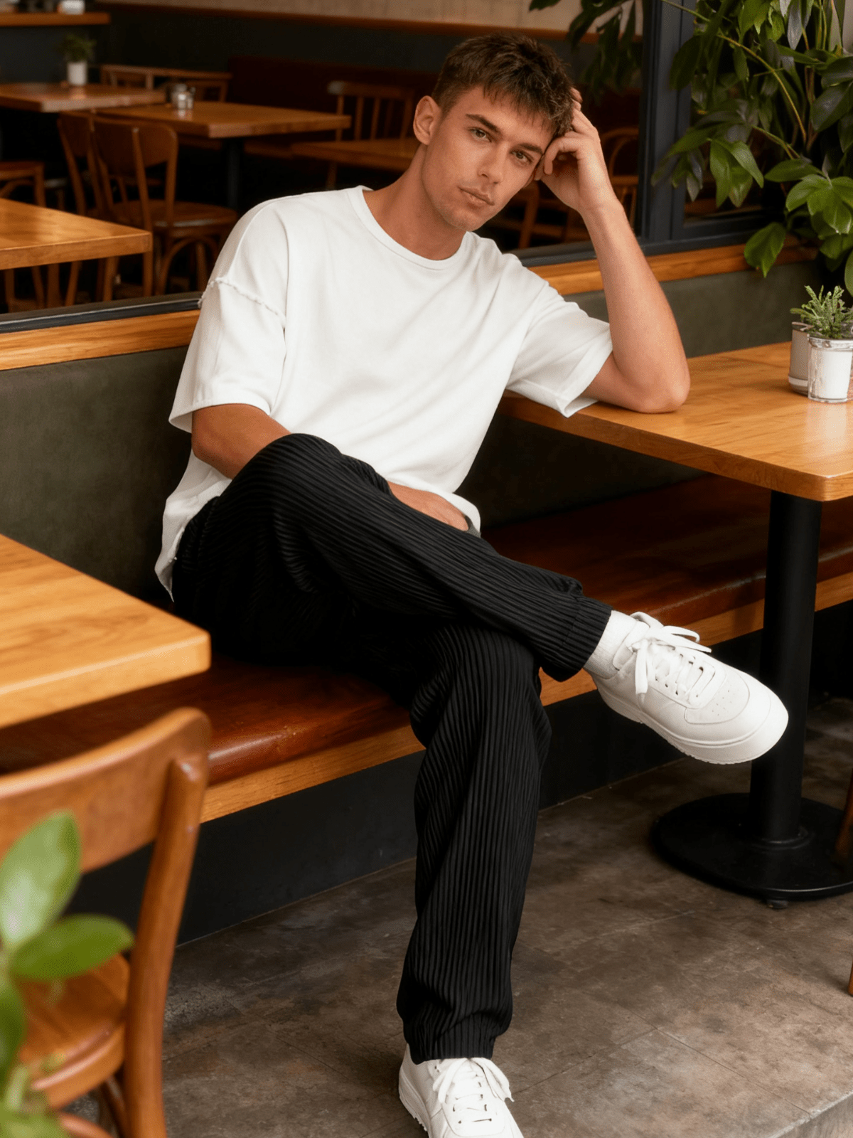 Rib - Tube Trousers | Heavyweight Wide Leg Pants, Baggy Fit - Hartwella