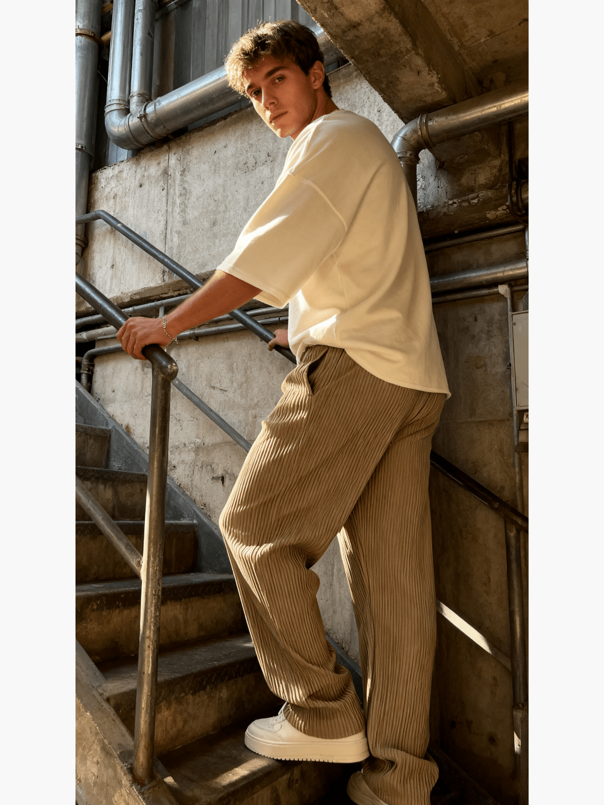 Rib - Tube Trousers | Heavyweight Wide Leg Pants, Baggy Fit - Hartwella