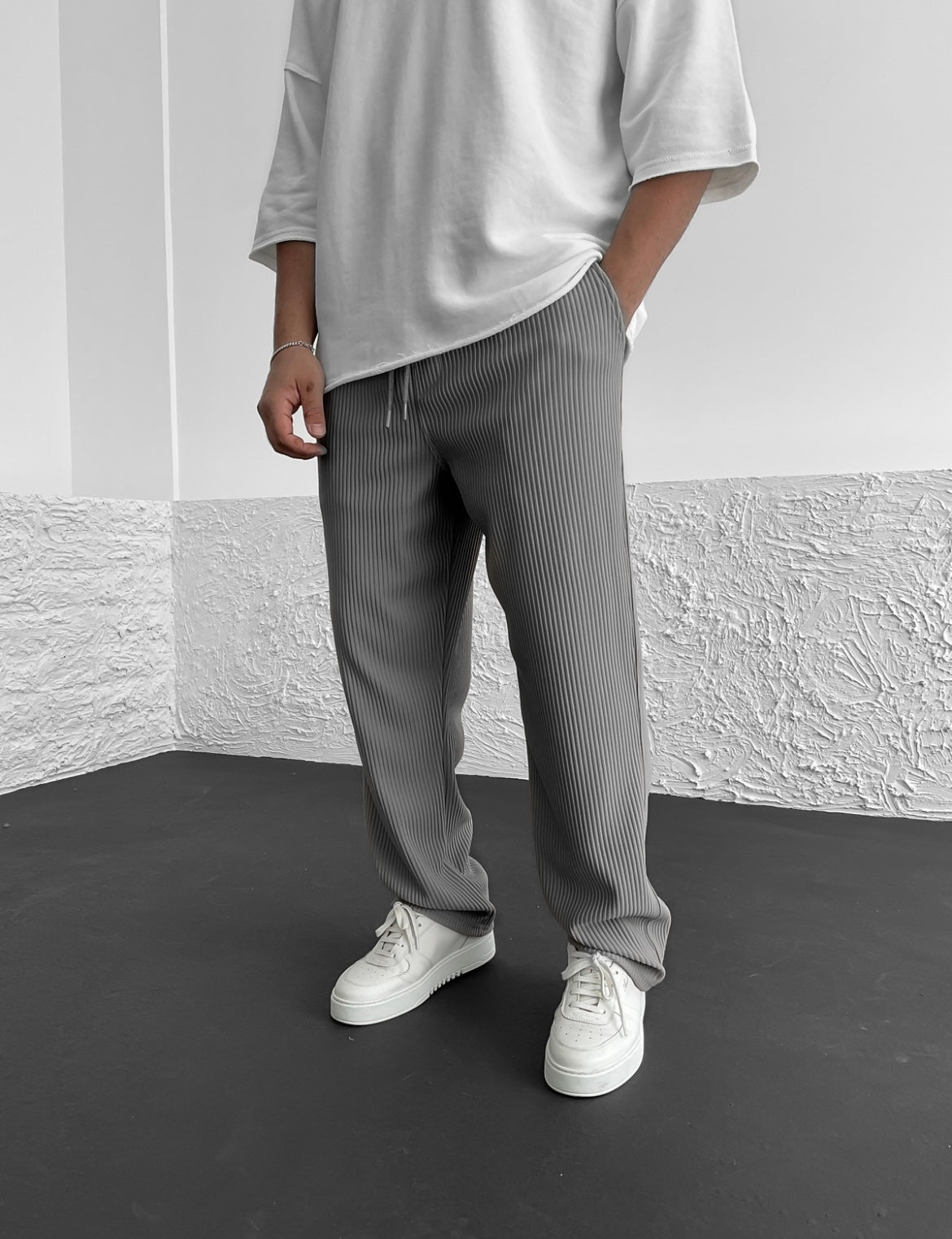 Rib - Tube Trousers | Heavyweight Wide Leg Pants, Baggy Fit - Hartwella
