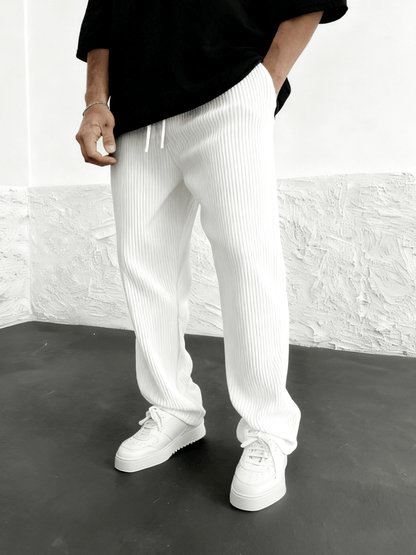 Rib - Tube Trousers | Heavyweight Wide Leg Pants, Baggy Fit - Hartwella