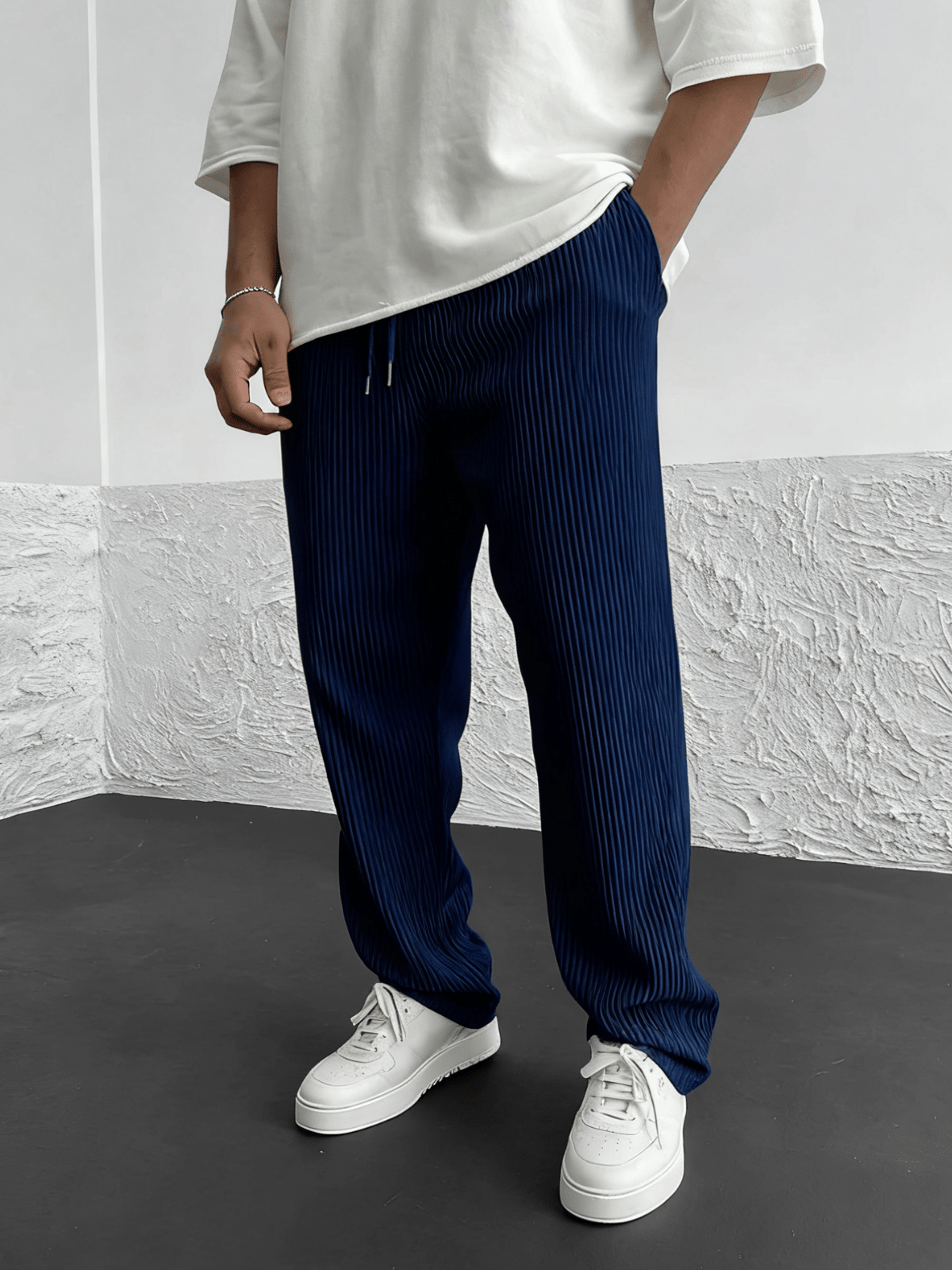 Rib - Tube Trousers | Heavyweight Wide Leg Pants, Baggy Fit - Hartwella