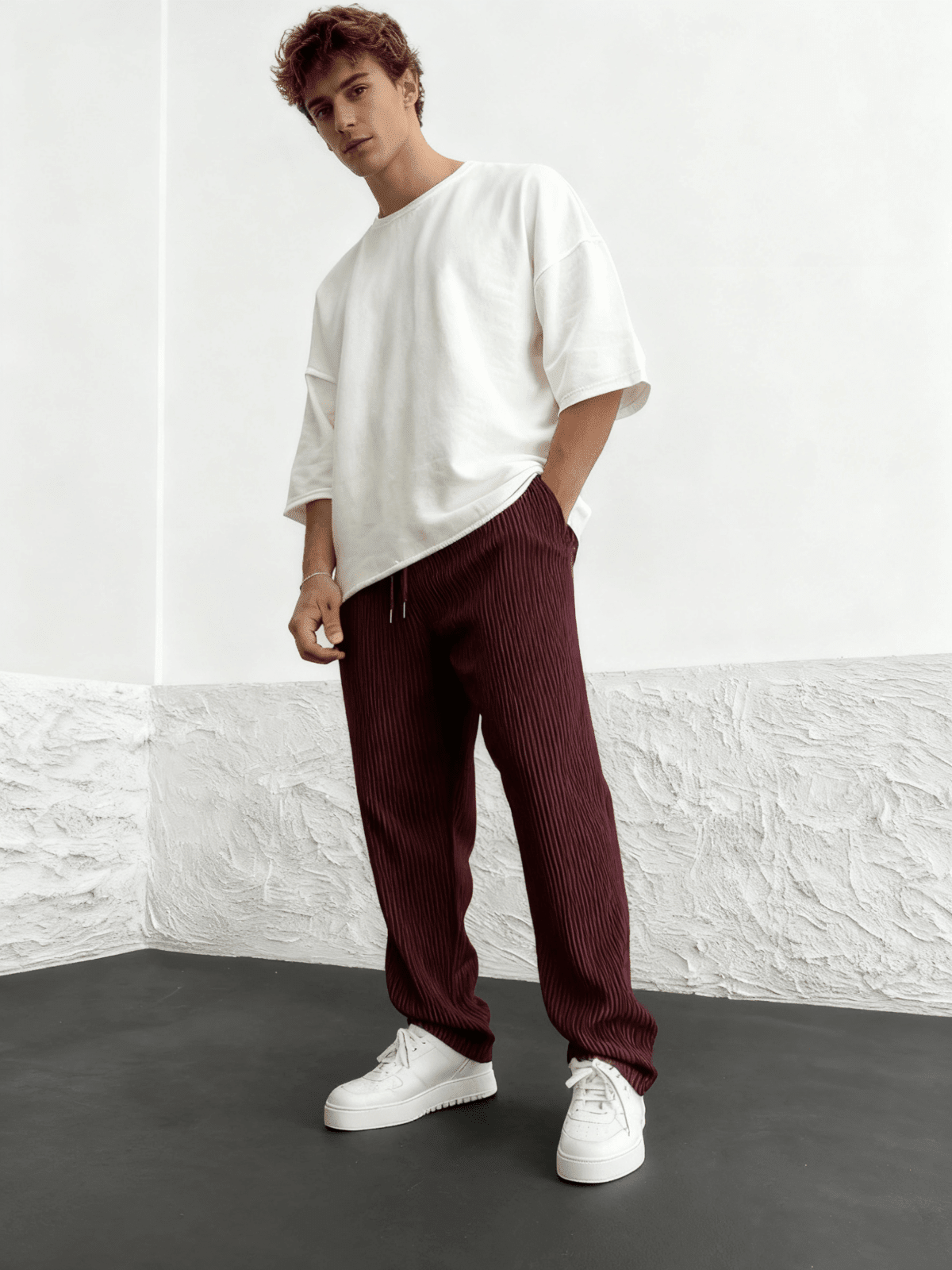 Ridge Wide Leg Pants Women | Heavyweight Vertical Rib Knit, Stretch Waist - Hartwella