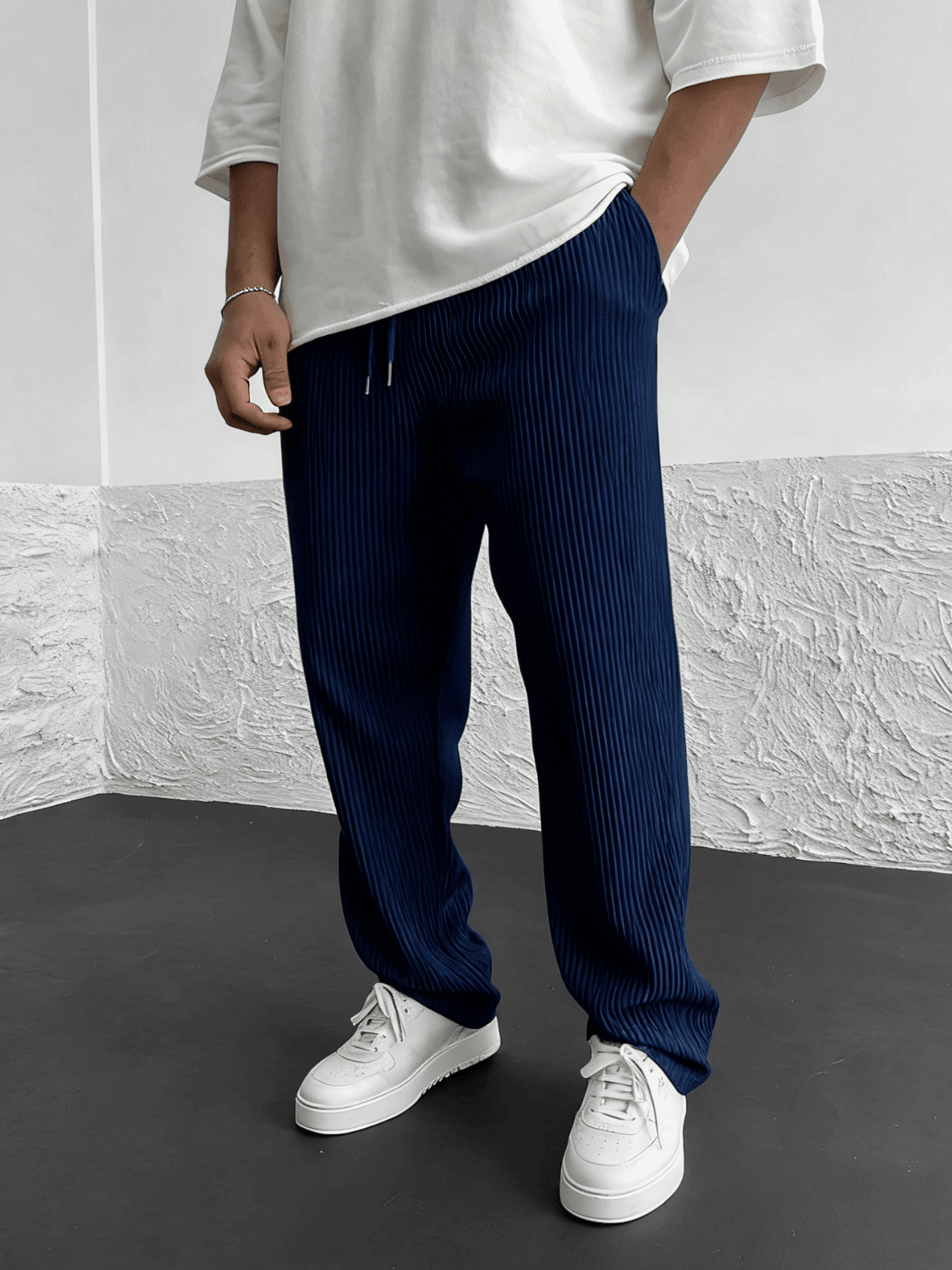 Ridge Wide Leg Pants Women | Heavyweight Vertical Rib Knit, Stretch Waist - Hartwella