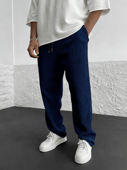 Ridge Wide Leg Pants Women | Heavyweight Vertical Rib Knit, Stretch Waist - Hartwella
