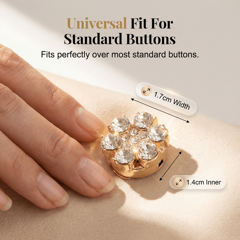 Rina Button Covers | Rhinestone Decorative Accessories for Shirts - Hartwella