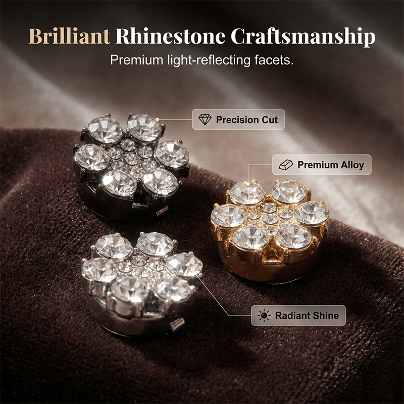 Rina Button Covers | Rhinestone Decorative Accessories for Shirts - Hartwella