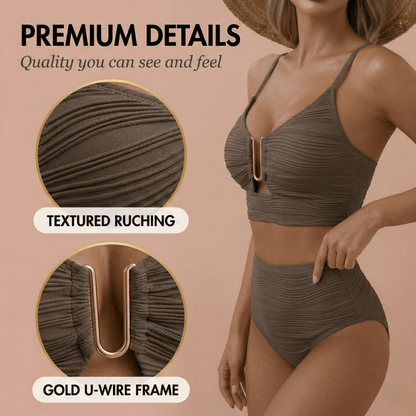 Rivage U - Wire Bikini Set | Textured High - Waist Design - Hartwella