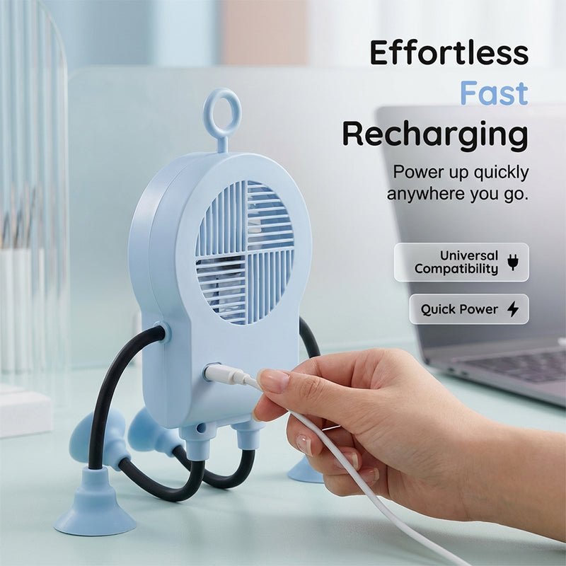 Robo Mini Desk Fan | Bendable, USB Rechargeable with LED Light - Hartwella
