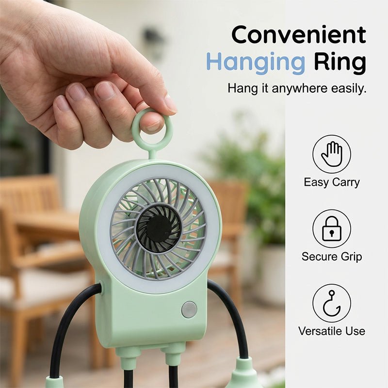 Robo Mini Desk Fan | Bendable, USB Rechargeable with LED Light - Hartwella