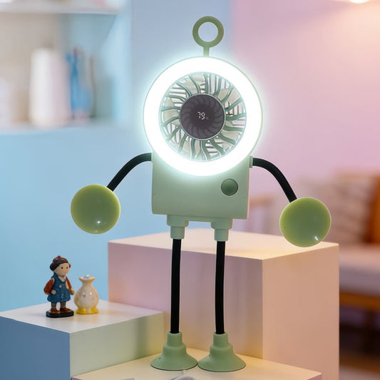 Robo Mini Desk Fan | Bendable, USB Rechargeable with LED Light - Hartwella