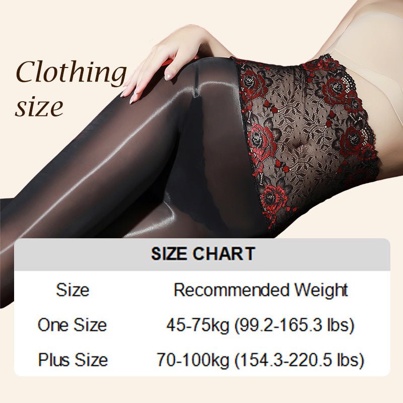 Rosa Lace Stockings Set | 8D Oil-Sheen Fabric, High-Waist Design - Hartwella