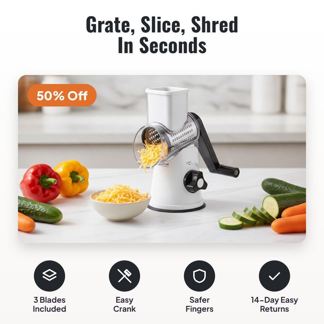 Rotara™ 3-in-1 Rotary Grater & Slicer - Hartwella