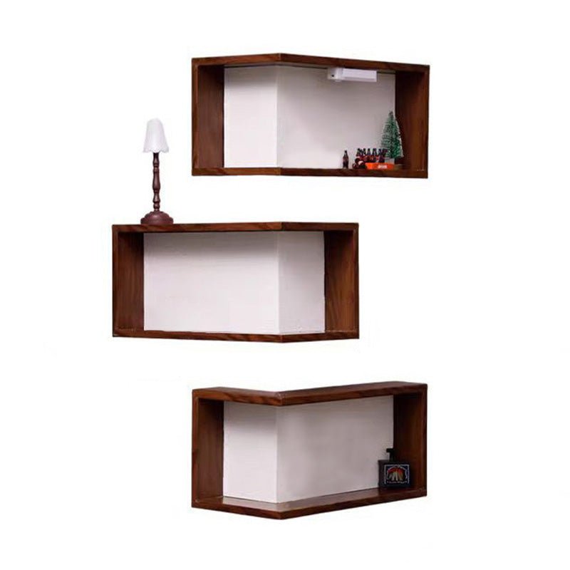 Rustic Corner Shelf Unit | Elegant Walnut Finish, Durable Wood Construction - Hartwella