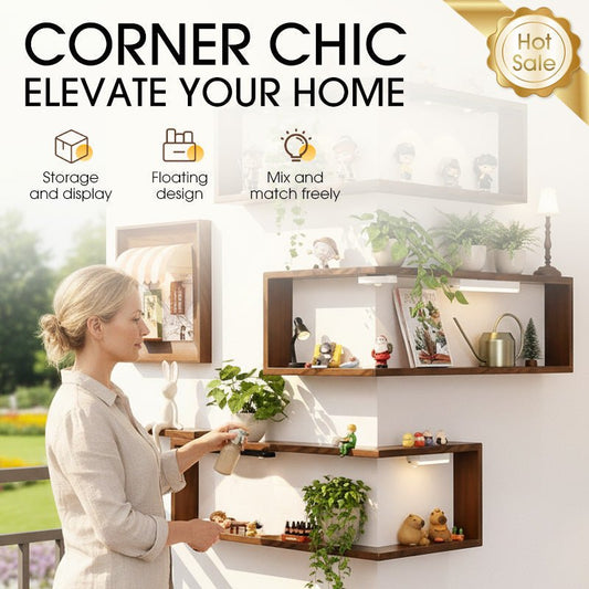 Rustic Corner Shelf Unit | Elegant Walnut Finish, Durable Wood Construction - Hartwella