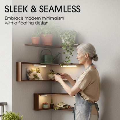 Rustic Corner Shelf Unit | Elegant Walnut Finish, Durable Wood Construction - Hartwella