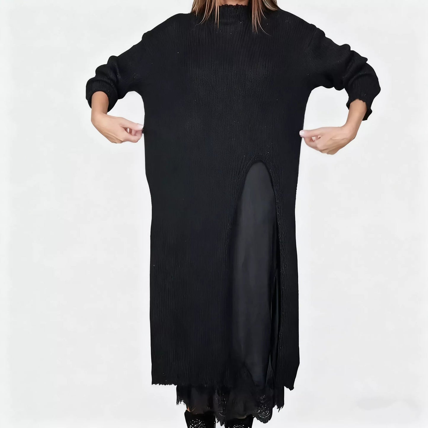 Sable Women's Outfit | Plus Size 2-Piece Set with Lace Accents, Soft Fabric - Hartwella
