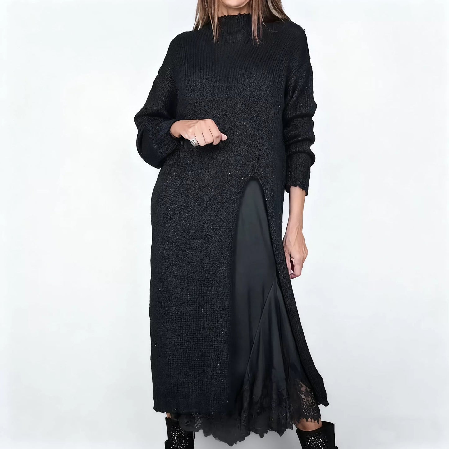 Sable Women's Outfit | Plus Size 2-Piece Set with Lace Accents, Soft Fabric - Hartwella