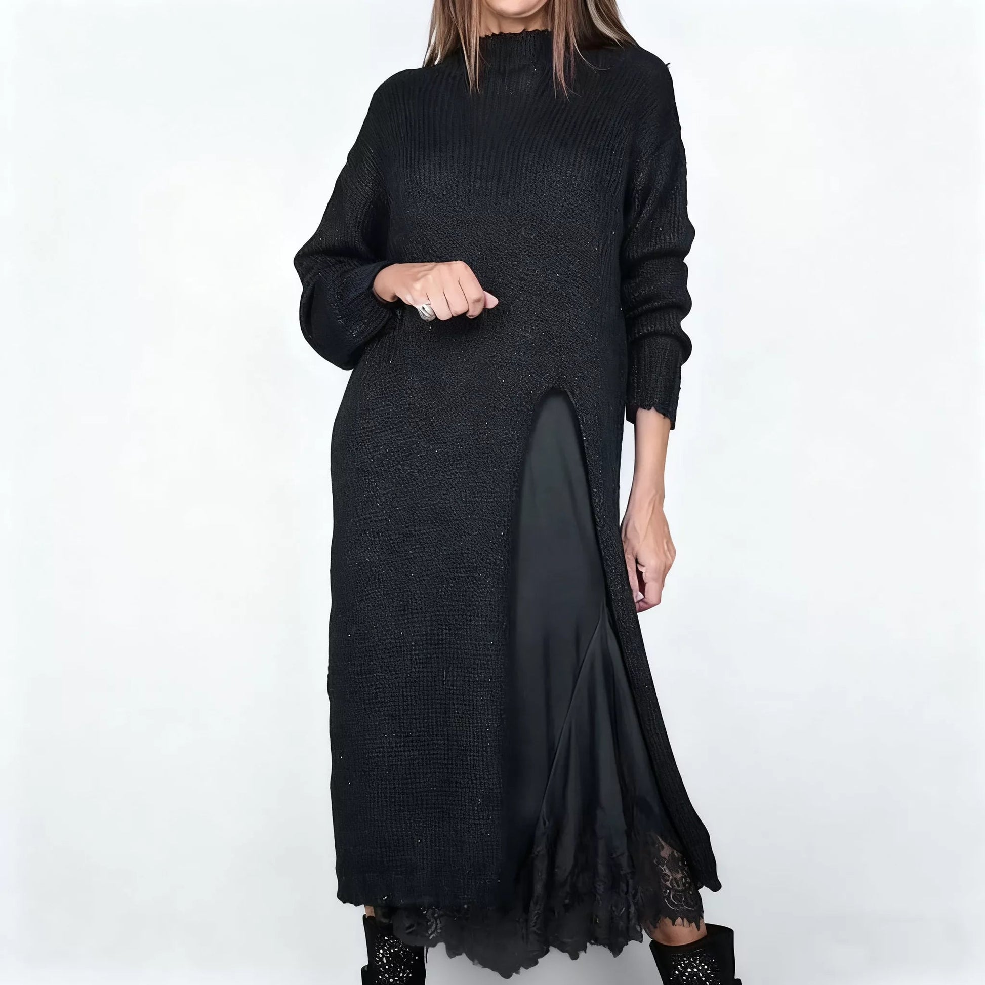 Sable Women's Outfit | Plus Size 2-Piece Set with Lace Accents, Soft Fabric - Hartwella