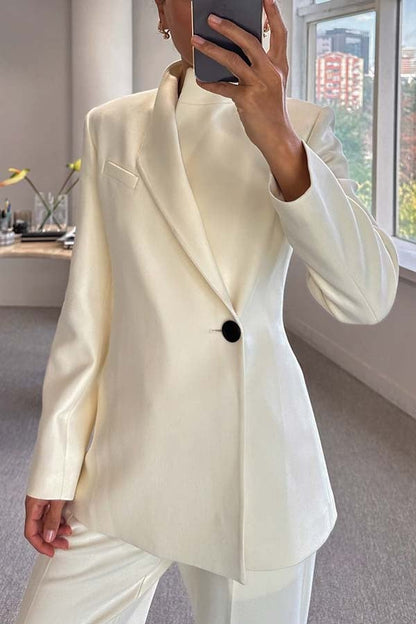 Satin Chic Blazer | Loose Fit, Notched Collar - Hartwella