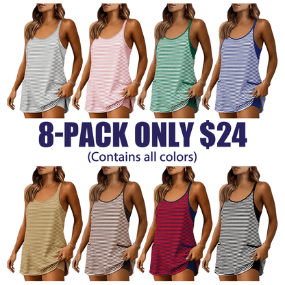 Sela Women's Dress | Breathable Sleeveless V-Neck Mini with Built-In Shorts - Hartwella