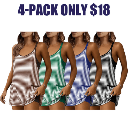 Sela Women's Dress | Breathable Sleeveless V-Neck Mini with Built-In Shorts - Hartwella